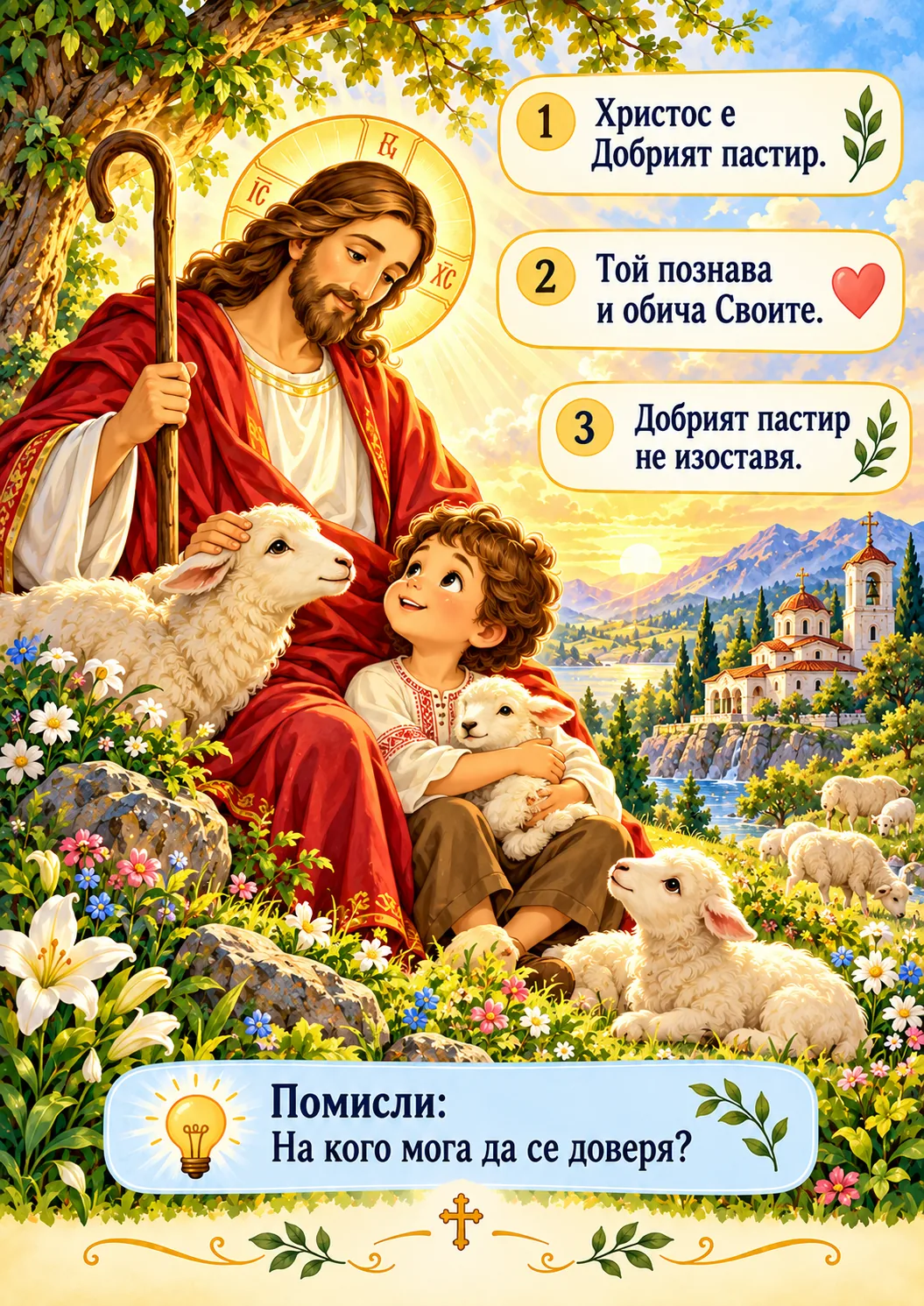 Рисуван православен урок за деца: Защо Христос се нарича Добрият пастир?