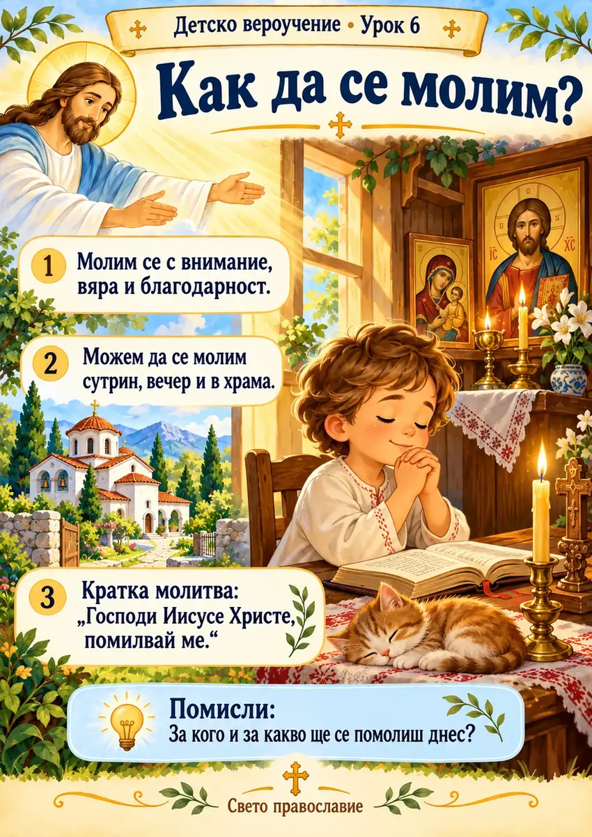Илюстриран урок за деца: Как говорим с Бога?