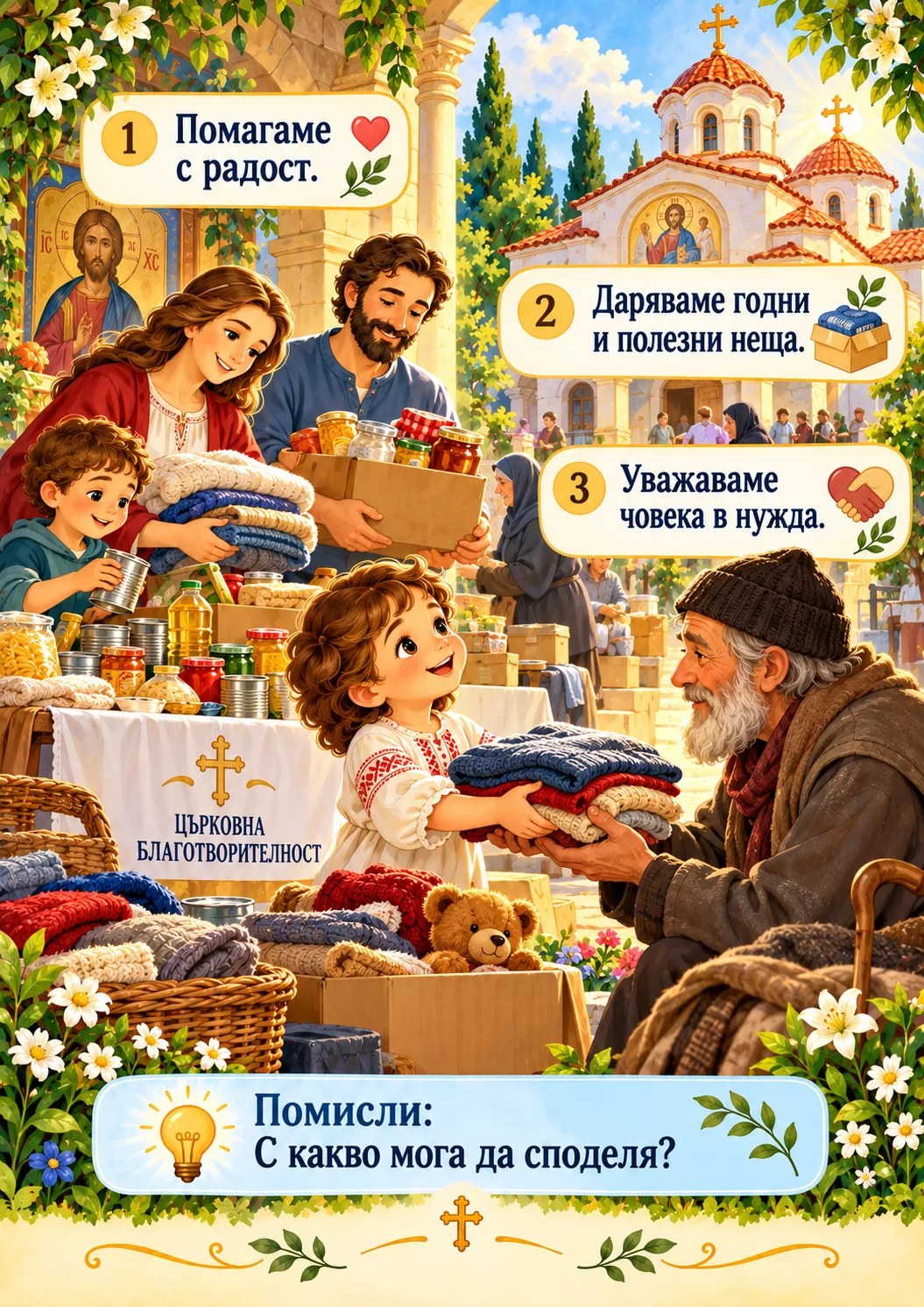 Рисуван православен урок за деца: Как да помогнем с радост?