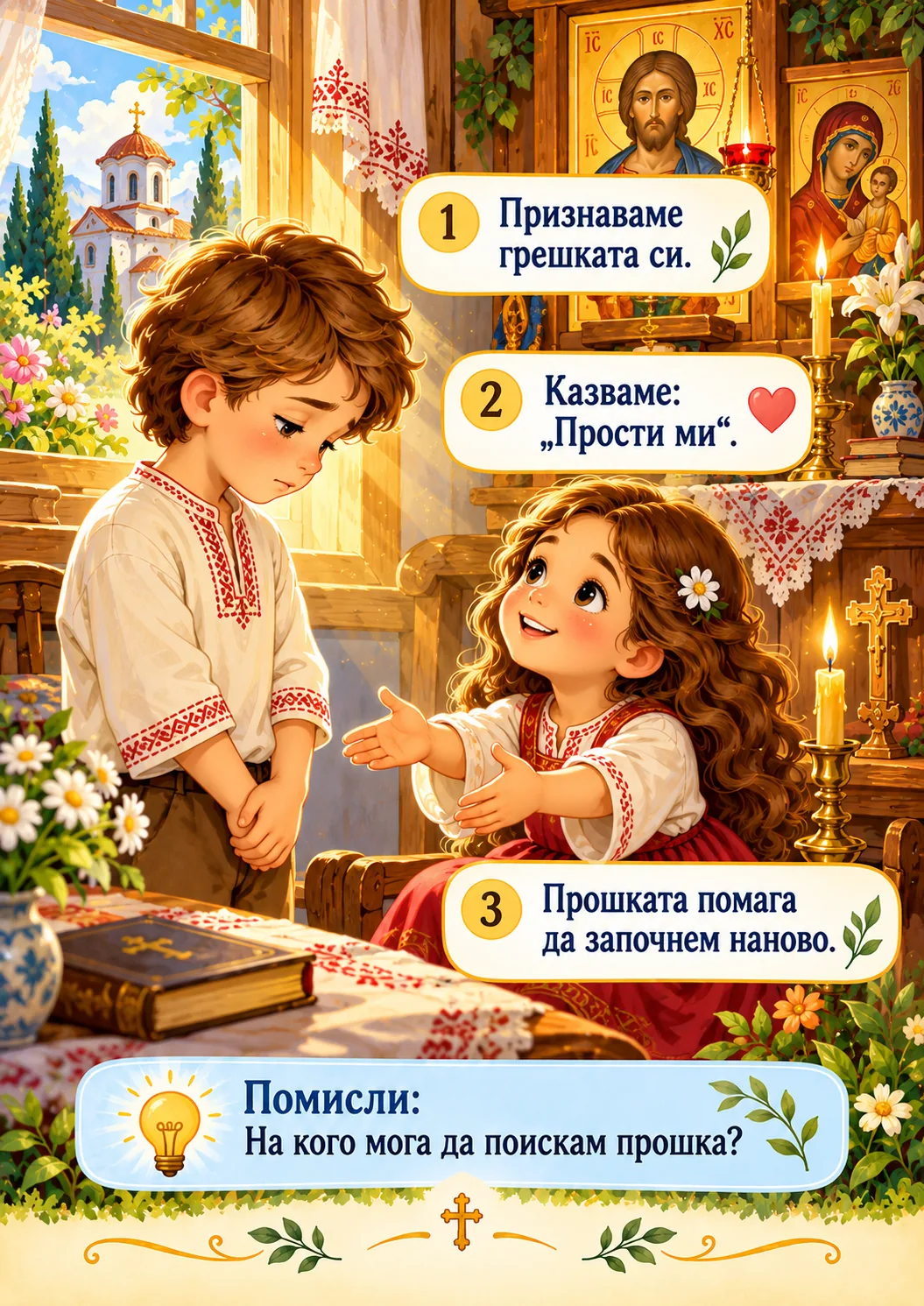 Рисуван православен урок за деца: Как да кажа „прости ми“?