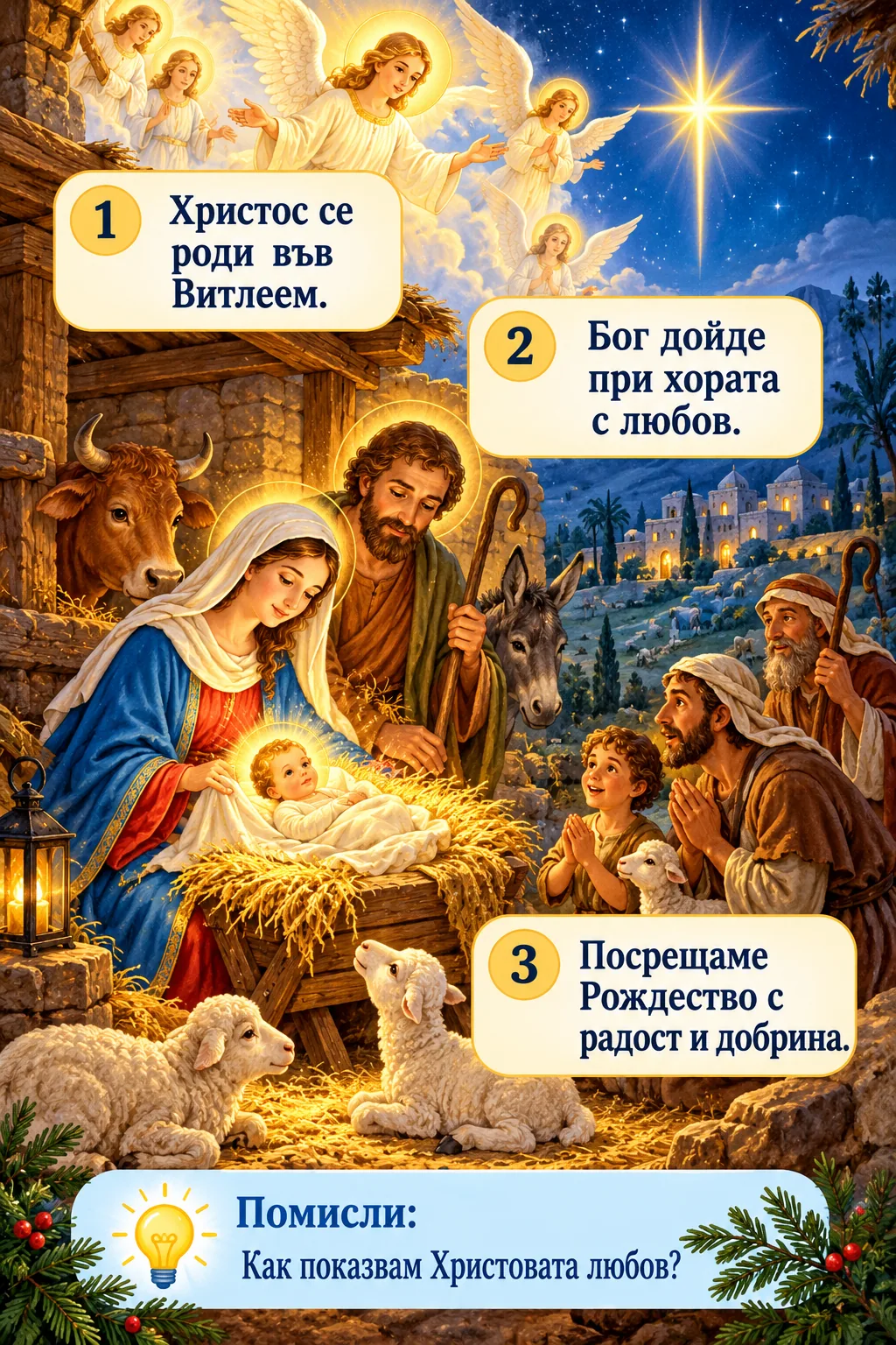 Рисувана история за деца: Бог дойде при хората