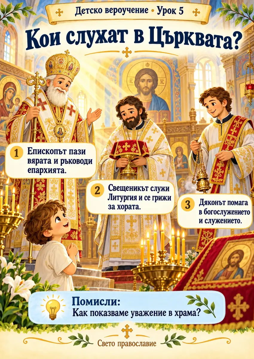 Илюстриран урок за деца: Кой кой е в храма?