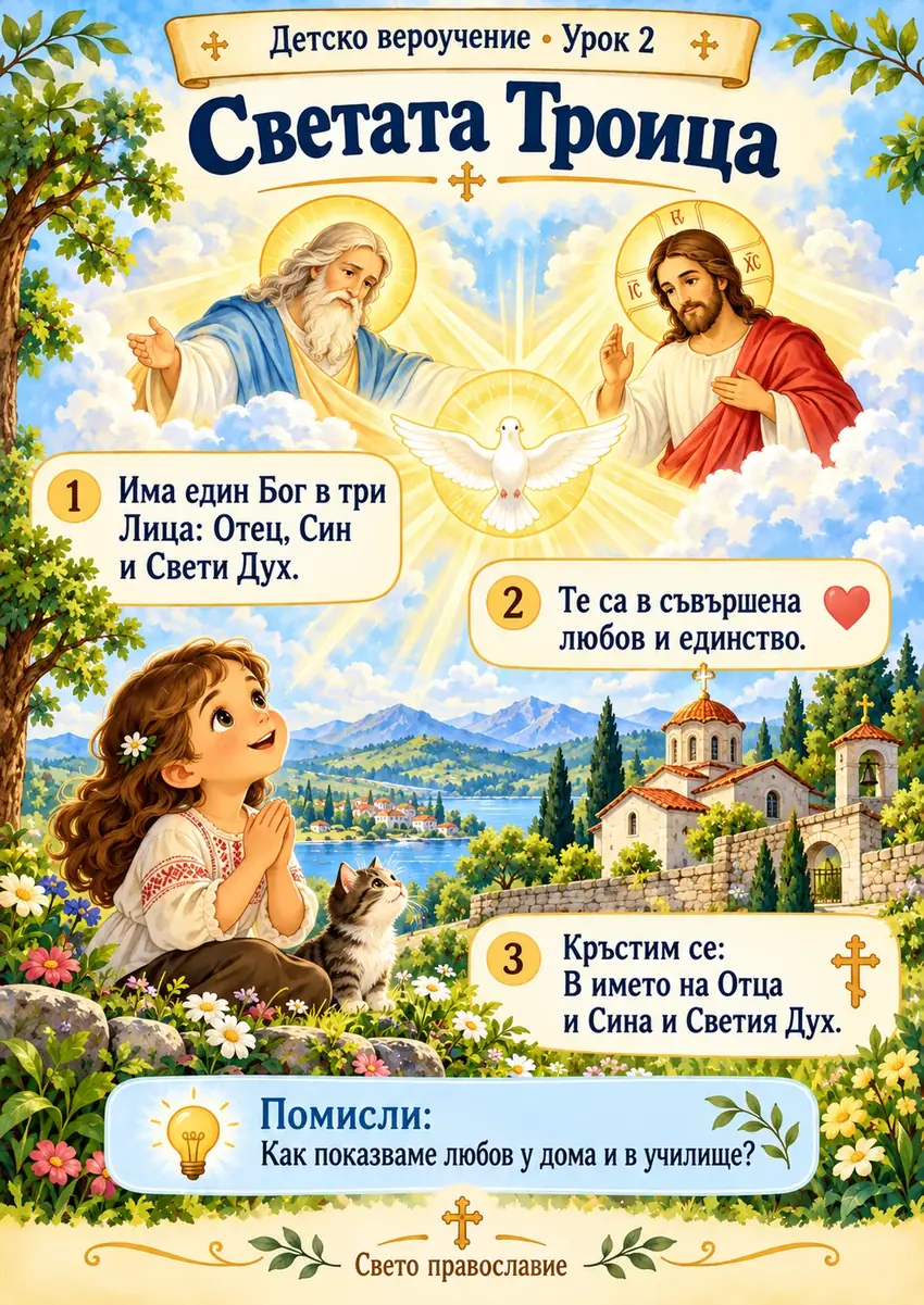 Илюстриран урок за деца: Кой е Света Троица?