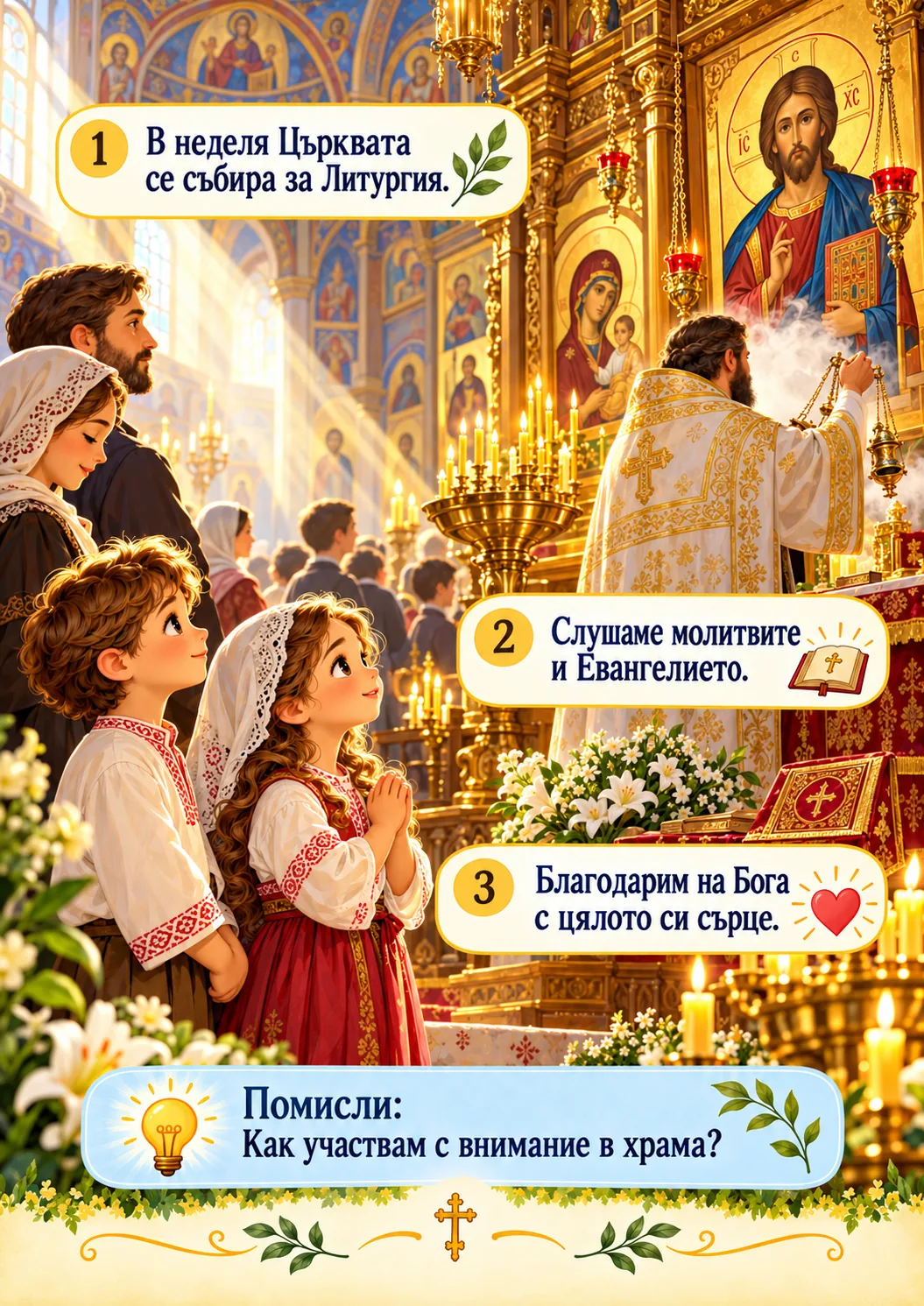 Рисуван православен урок за деца: Какво се случва по време на Литургията?