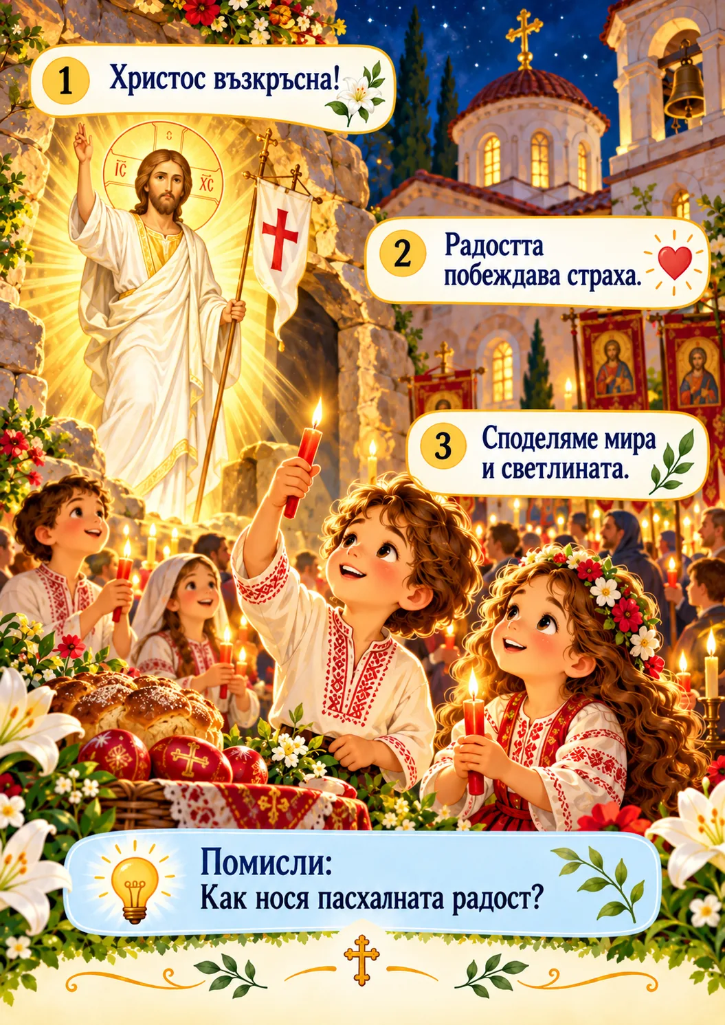 Рисуван православен урок за деца: Христос победи смъртта