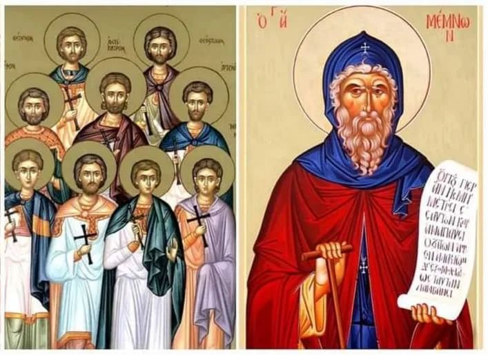 Икона: Светите девет мъченици в Кизик и преп. Мемнон Чудотворец
